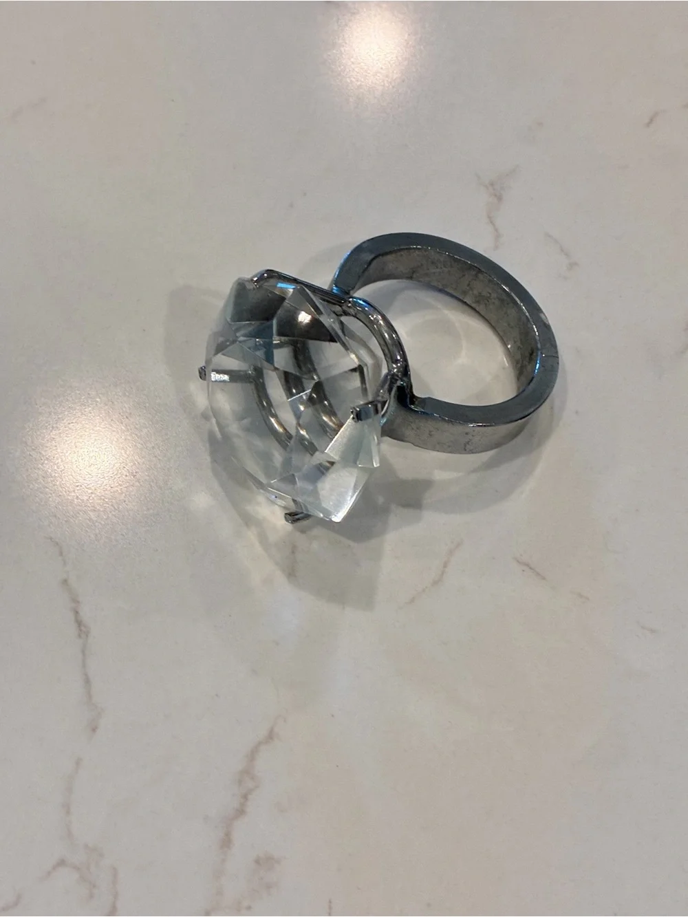Vintage Giant Glass Diamond Ring Napkin Holders / Paperweights (Set of 2)